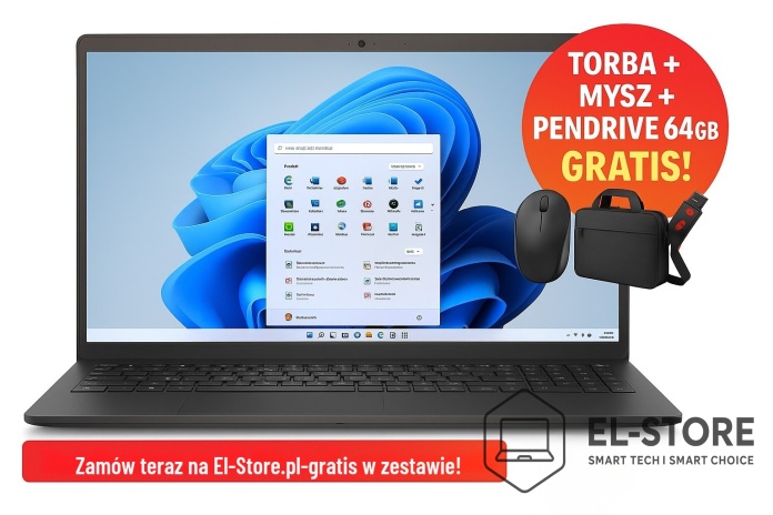 Laptop Dell Inspiron 3530 z systemem Windows 11 Pro Education – promocja El-Store.pl z gratisami: torba, mysz i pendrive 64GB w zestawie. Idealny laptop dla nauczyciela z bonem 2500 zł ważnym do 31.12.2025.